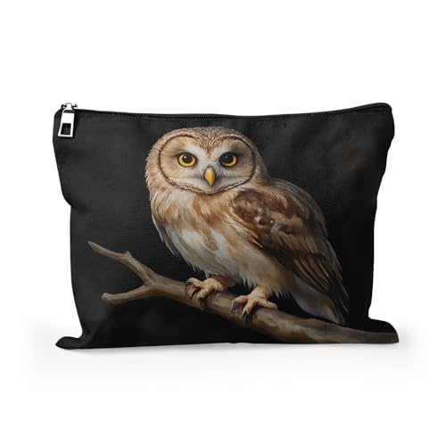 Majestic Perched Owl Makeup Bag - Large Capacity Travel Pouch