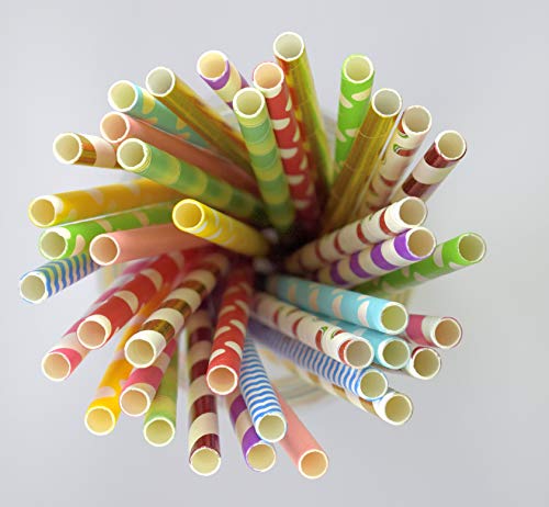 150 Assorted Biodegradable Paper Straws - Eco-Friendly Party Supplies