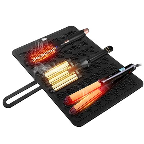 Black Silicone Heat Resistant Mat for Hair Tools - 15"x12"