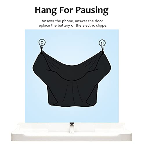 VUELANE Black Beard Bib Apron Hair Catcher for Men Grooming, Non-Stick Shaving Catcher with Suction Cups