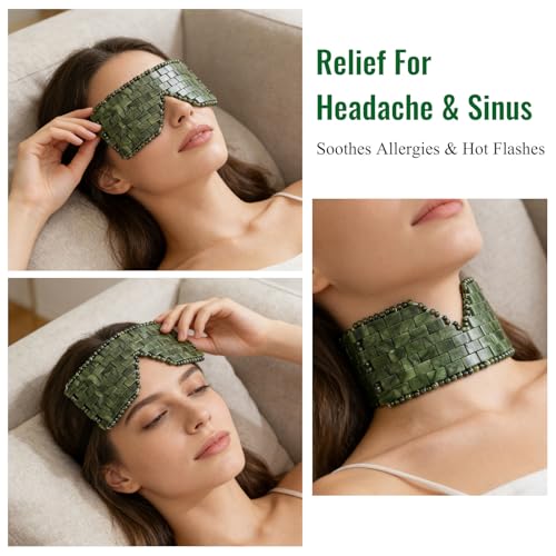 Dark Green Jade Eye Mask - Adjustable Hot & Cold Therapy Beads