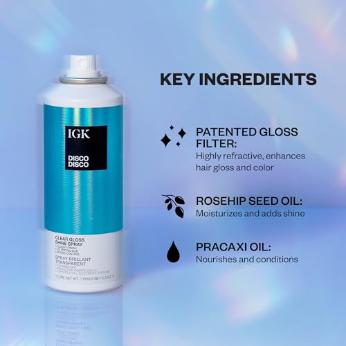 IGK Disco Disco Clear Gloss Hair Shine Spray, Travel Size 2.1 Oz