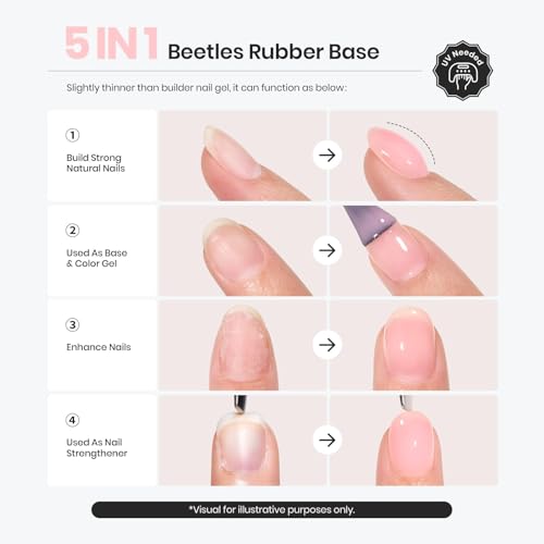 Beetles Rubber Base Gel Nail Polish Set - 6 Colors for DIY Nails