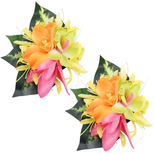 Hawaiian Tropical Flower Hair Clips - Handmade Orchid Hairpins (2 PCS)