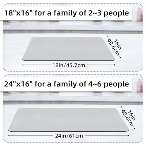 LOPNUR Small Dish Drying Mat, 18"x16", Light Grey - Super Absorbent & Quick-Drying