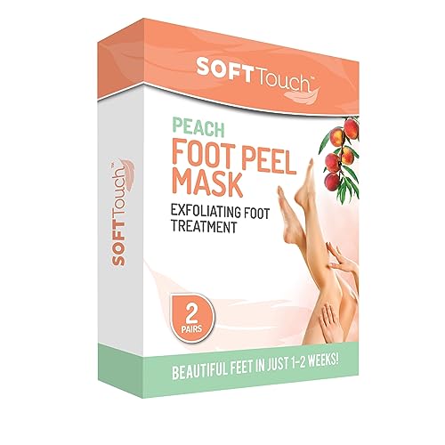 Soft Touch Peach Exfoliating Foot Peel Mask – Pack of 2 for Dry, Cracked Skin