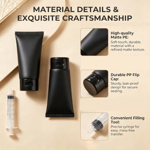 UPSTORE 150ml Travel Squeeze Tubes - 6 Pack Refillable Leakproof Containers