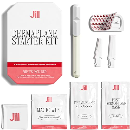 Jill Dermaplane Kit in Cream - Hair Identifying Spray NOT Included - Includes 1 Pre-Shave Cleanser Sachet & Oil Wipe, 1 Post-Shave Moisturizer, 2 Disposable Blades