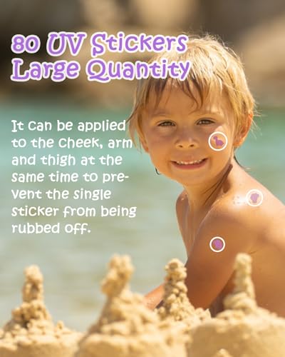 UV Detection Stickers for Sunscreen - 80 Count Color-Changing Reminder