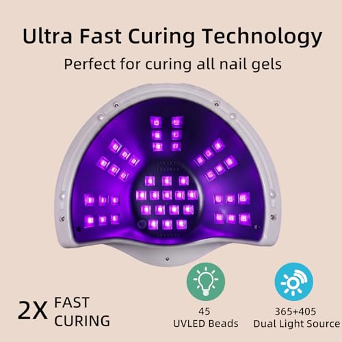 280W UV LED Nail Lamp for Fast Curing Gel Polish - Smart Sensor & 4 Timers
