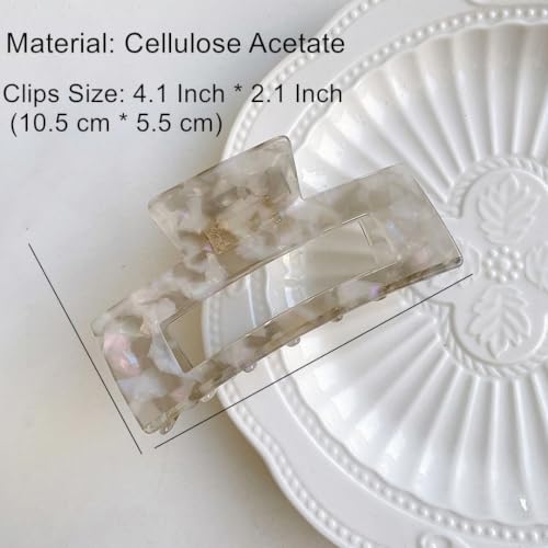Pattern I Large Cellulose Acetate Hair Claw Clip - 4.1 Inch Tortoise Shell - 2 Pack