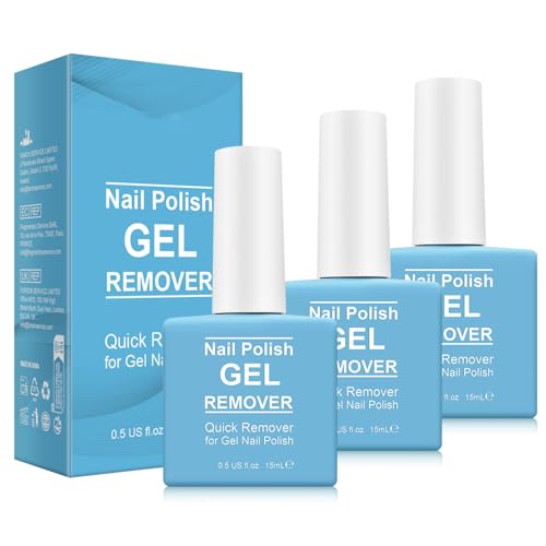 Gel Polish Remover Kit 3 Pack - Quick & Easy Nail Gel Removal (0.17 Fl Oz Each)