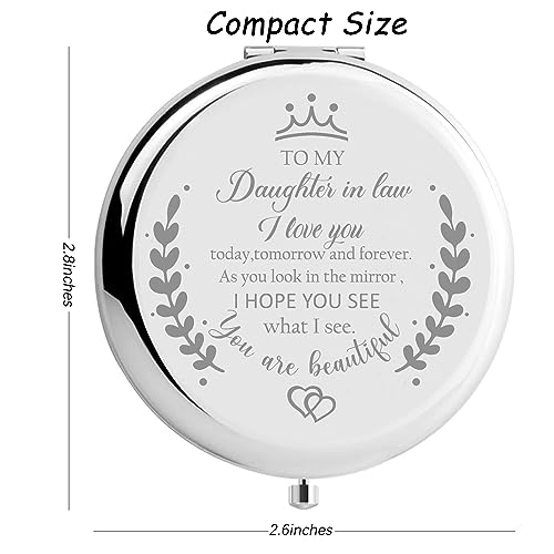 Engraved Daughter in Law Compact Mirror - Silver Gift from Mother in Law