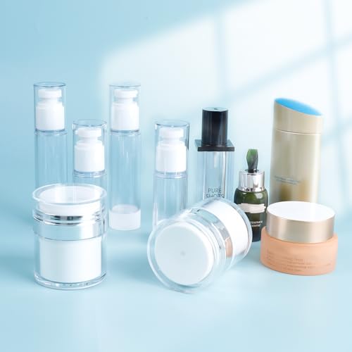 Bubimon 20 Pack Airless Pump Jar & Atomizer Bottles Set - Black