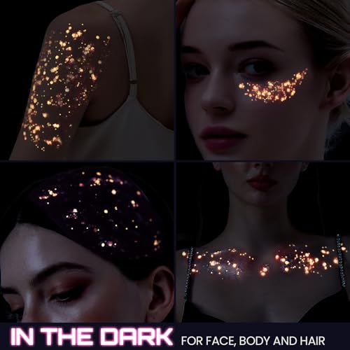 Teenitor Pink Glitter Gel - Glow in The Dark Face & Body Glitter