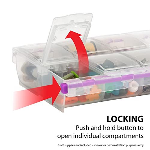 Craft Mates Bead Organizer with 14 Locking Compartments - Clear Plastic Storage