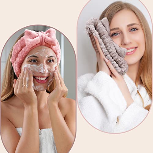 VITEVER 4 Pack Spa Headbands for Makeup & Skincare - Bow Design