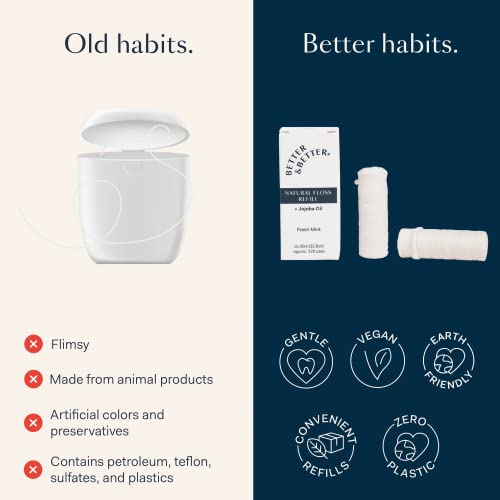 Better & Better Natural Dental Floss Refill Pack - Vegan, Eco-Friendly