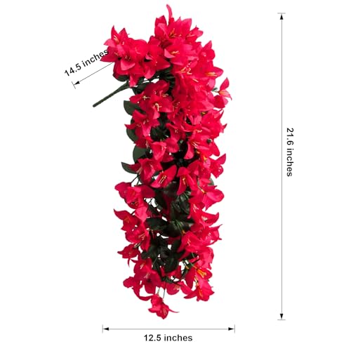 Pink Faux Bougainvillea Artificial Flowers - 2 PCS UV Resistant Silk Vines for Outdoor Decoration