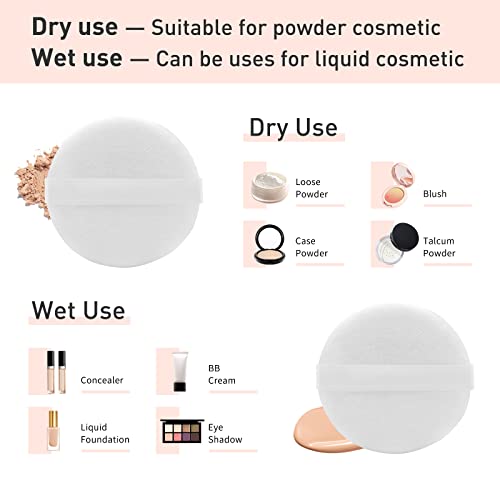 Zvrlampro 4-Pack Cotton Powder Puffs – 3.15 Inch Soft Makeup Sponges for Face & Body