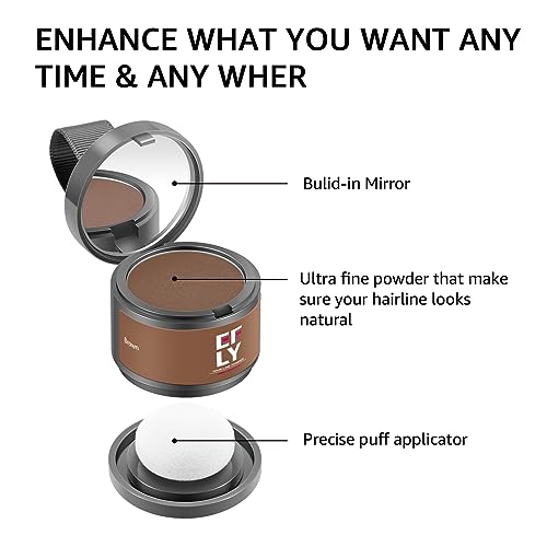 EFLY Root Touch Up Powder Brown 0.14oz for Gray Hair, Thinning Hair & Beard Line, Temporary Hair Color