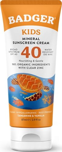 Badger Kids Mineral Sunscreen SPF 40 - Organic, Reef-Safe & Water Resistant