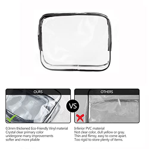 ROYBENS 2Pcs Clear PVC Travel Toiletry Bag Set - Medium & Small, Black Variation