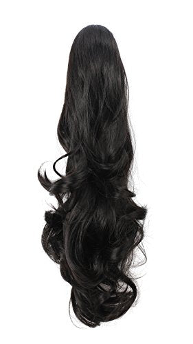 Onedor 20-Inch Black Curly Synthetic Clip-In Ponytail Hair Extension - 190g