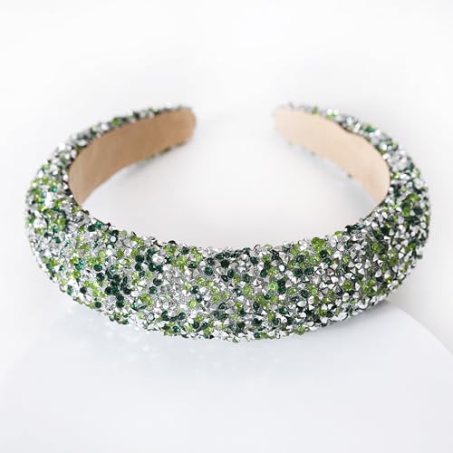 Gmmidea Rhinestone Padded Headband - Sparkly Beaded Crystal Hairband
