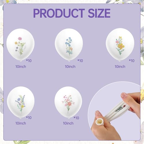 Soulchen 50 Pcs Floral Balloons - Wildflower Party Decorations