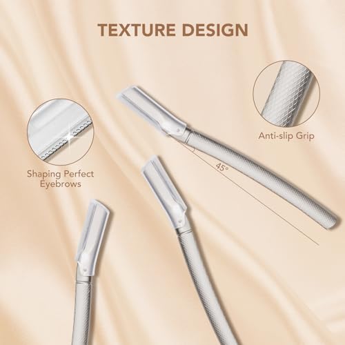 Silver Eyebrow Razor with 11 Blades & Travel Case for Women & Men