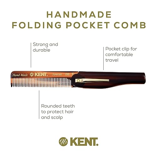 Kent Handmade Men's Pocket Comb Set - Fine Tooth Beard & Hair Grooming Kit