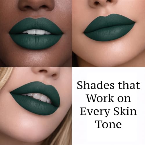 Mynena Jocelyn Deep Forest Green Matte Liquid Lipstick - Vegan, Long-Lasting, Waterproof