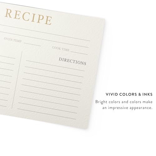 Elegant Recipe Cards - Champagne Gold, 4x6 Double-Sided Design