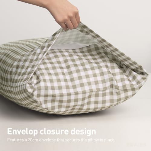 King Size Tan Gingham Pillowcase Set - Soft Microfiber, 20x36