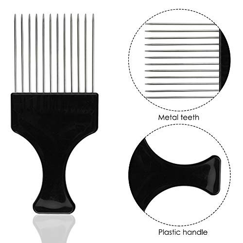 findTop 6-Pack Afro Hair Pick Comb Set - Metal Wide Teeth Styling Tool