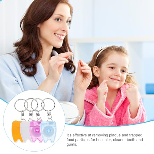 Healifty Portable Dental Floss Keychain - 4 Pack Ultra-Thin Oral Care