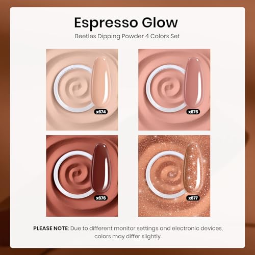 Beetles Fall Dip Powder Nail Kit - Espresso Glow Collection with Glitter & Tools