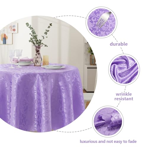 Light Purple Satin Round Tablecloth 60"x60" - Stain Resistant & Wrinkle-Free