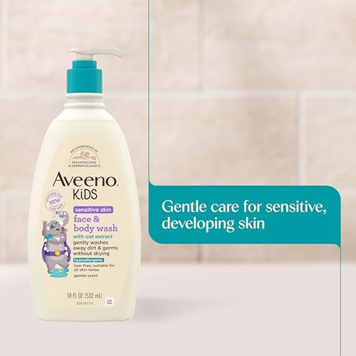 Aveeno Kids Face & Body Wash for Sensitive Skin, 18 fl oz - Tear-Free & Hypoallergenic