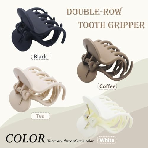 Classic 12 Pcs Double Row Teeth Small Hair Clips for Women, Frosted Colors