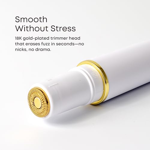 Bushbalm Touch-Up Trimmer for Face - Painless Facial Hair Remover for Peach Fuzz & Fine Hairs - Waterproof Cordless Rechargeable Grooming Tool with LED Light - Frankie