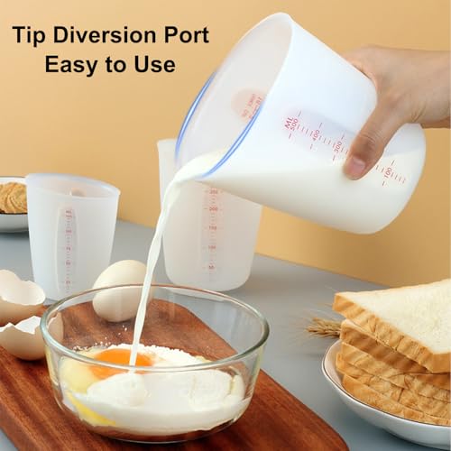 Silicone Measuring Cups Set with Spatulas - 3 Large Sizes