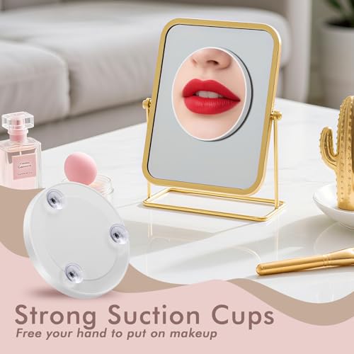 Suupvaor 40X Magnifying Travel Mirror 4.5 Inch with Suction Cups - White, Ultra-Thin 0.38 Inch, Lightweight Makeup Mirror with Tweezers Set