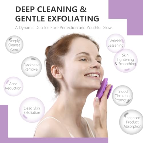 BEAUTAIL Silicone Face Scrubber 2 Pack - Gentle Exfoliating Brush