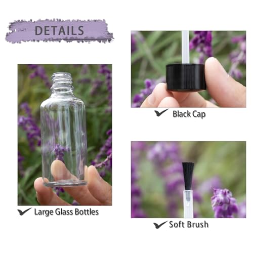 6PCS Refillable Nail Polish Bottles with Brush & Funnel - 50ML
