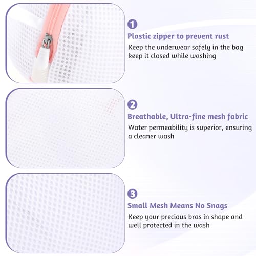 Giantree 3-Pack Bra Washing Bags with Zipper - Mesh Laundry Protectors