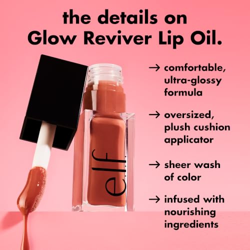 e.l.f. Glow Reviver Lip Oil, Nourishing Tinted Lip Oil For A High-shine Finish, Infused With Jojoba Oil, Vegan & Cruelty-free, Pink Quartz