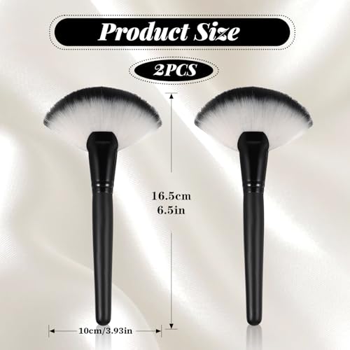 FdcZeyxior 2 PCS Fluffy Fan Makeup Brushes for Blush & Highlighter
