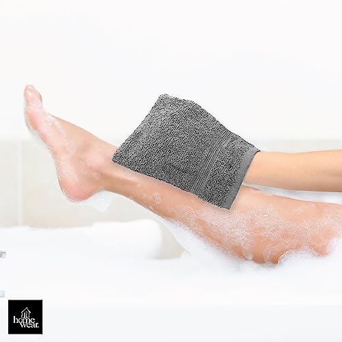 Homewear High Rise Stripe 6-Pack Wash Mitt Set Grey - Low Twist, Highly Absorbent
